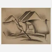 Alfred Tröger, Wäsche im Wind, Kohle