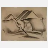 Alfred Tröger, Wäsche im Wind, Kohle