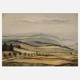 Hans Weiß, "Blick von Lößnitz nach Schneeberg", Aquarell