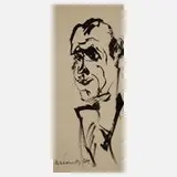 Albert Hennig, Herrenportrait, Tuschepinsel auf Papier