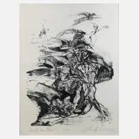 Dagmar Ranft-Schinke, "Zeit des Pan", Lithographie in Dunkelblau