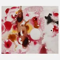 Prof. Heinz Werner, Abstraktion in Rot, Aquarell auf Aquarellkarton