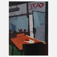 Peter Zaumseil, "Cafe", Farbholzschnitt