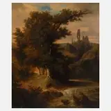 Oscar Cramer, Romantische Landschaft, 1866, Öl auf Leinwand und Keilrahmen