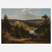 Georg Hesse, Ansicht Schloss Burgk an der Saale, 1874, Öl auf Leinwand