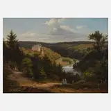 Georg Hesse, Ansicht Schloss Burgk an der Saale, 1874, Öl auf Leinwand