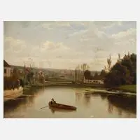 Louis Jambers, Einsamer Ruderer, 1879, Öl auf Holz