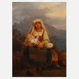 Johann Baptist Kirner, Mutter mit Kind im Gebirge, Öl auf Leinwand