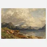 Carl August Oesterley Junior, "Am Saltenfjord", 1895, Öl auf Malkarton