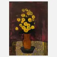 Vasile Baboie, Blumen in Vase, 1966, Öl auf Hartfaserplatte