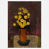 Vasile Baboie, Blumen in Vase, 1966, Öl auf Hartfaserplatte