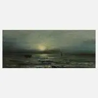 E. Behre, Mondschein über dem Meer, 1900, Öl auf Leinwand