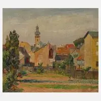 Emil Paul Börner, Dorfszene, Öl auf Leinwand und Keilrahmen