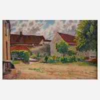 Gustave Cariot, Dorfansicht von Auxy, 1944, Öl auf Holz