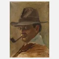 H. Cordes, Mann mit Pfeife, Öl auf Leinwand