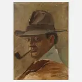 H. Cordes, Mann mit Pfeife, Öl auf Leinwand