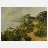 Helmut Gerth, Mediterrane Seeuferszene, Öl auf Leinwand