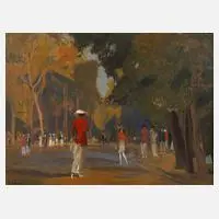 Rudolf Hellwag, "Jardin du Luxemburg, Paris", 1913, Öl auf Karton