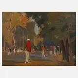 Rudolf Hellwag, "Jardin du Luxemburg, Paris", 1913, Öl auf Karton