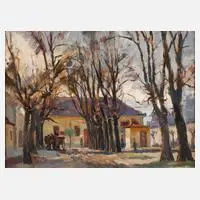 Tivadar Holba, Ungarische Dorfszene, Öl auf Hartfaserplatte