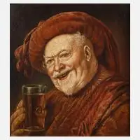 W. Klemm, Kopie nach Grützner "Falstaff", Öl auf Hartfaserplatte