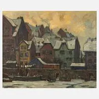 Otto Lang-Wollin, "Alte Stadt am Wasser", 1910, Öl auf Leinwand