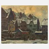 Otto Lang-Wollin, "Alte Stadt am Wasser", 1910, Öl auf Leinwand