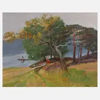 Rud. Lena, Sommer am See, Öl auf Malplatte