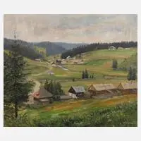A. Melcher, Dorf im Gebirge, Öl auf Leinwand