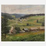 A. Melcher, Dorf im Gebirge, Öl auf Leinwand