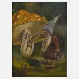 A. Muller, Zwerg und Pilz, 1912, Öl auf Karton
