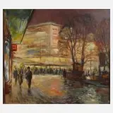Erich Pörner, Abend in der Großstadt, Öl auf Leinwand