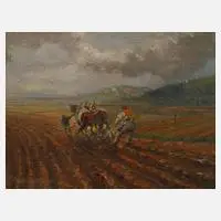 K. Reitschläger, Pflügender Bauer, 1921, Öl auf Leinwand