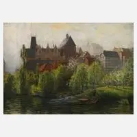 Hermann Schreiber, Ansicht Marburg, Öl auf Leinwand