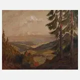 J. Stein, Sommerliche Gebirgslandschaft, Öl auf Hartfaserplatte