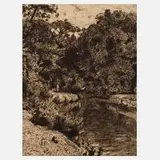 Prof. Theodor Hagen, Der Waldteich, Radierung