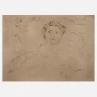 Prof. Lovis Corinth, "Im Bett I", Radierung in Braun mit zartem