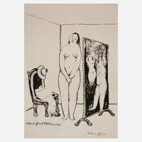 Albert Ebert, "Das schüchterne Modell I", 1969, Lithographie auf Papier und auf Karton kaschiert