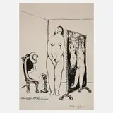 Albert Ebert, "Das schüchterne Modell I", 1969, Lithographie auf Papier und auf Karton kaschiert