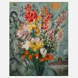 Marc Chagall, ”Bouquet de fleurs”, Farblithographie auf langfaserigem Papier