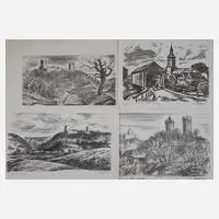 Karl Holfeld, Vier Landschaftsdarstellungen, 1983, Lithographien auf leichtem Karton