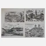 Karl Holfeld, Vier Landschaftsdarstellungen, 1983, Lithographien auf leichtem Karton