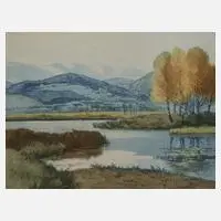 Friedrich Iwan, "Giersdorfer Teiche", Farbradierung auf Papier