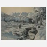 Friedrich Iwan, "Schneegruben vom Leiterweg aus", Farbradierung auf Papier