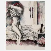 Prof. Gabriele Mucchi, "Sich Anziehende", 1977, Farblithographie