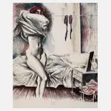 Prof. Gabriele Mucchi, "Sich Anziehende", 1977, Farblithographie