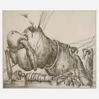 Horst Sakulowski, "Die Trägheit", Radierung