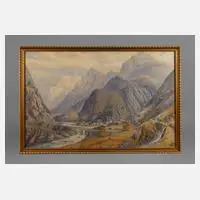 Bownas, Schweizer Alpenlandschaft bei Bristen, 1879, Lithographie in H