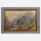Bownas, Schweizer Alpenlandschaft bei Bristen, 1879, Lithographie in H