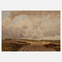 G. Weber, Weite Landschaft, Aquarell auf leichtem Karton
